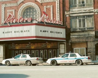 Chicago Riviera Theater Photo: Vintage Neon Sign, Happy Holidays