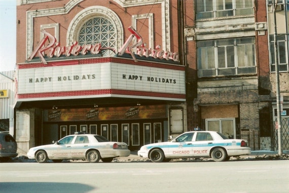 Chicago Riviera Theater Photo: Vintage Neon Sign, Happy Holidays