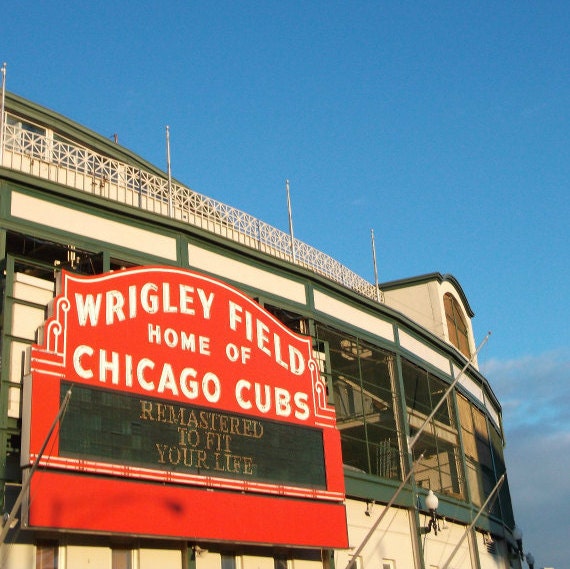 Chicago Photo, Wrigley Field photo, Chicago Cubs baseball, Wrigleyville,  Chicago Art, vintage marquee, sports, architecture, sports, print