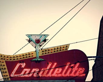 Chicago Photography print: vintage neon Candlelite Chicago pizza sign | Rogers Park