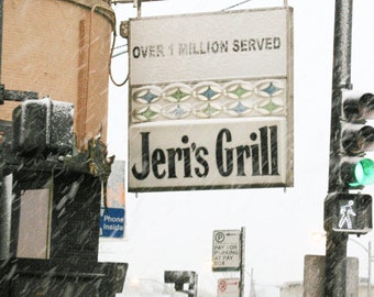Jeri's Grill photo, Chicago Photography, Jeri's Grill sign, midcentury vintage sign, Chicago restaurant sign, Chicago art, Lincoln Square