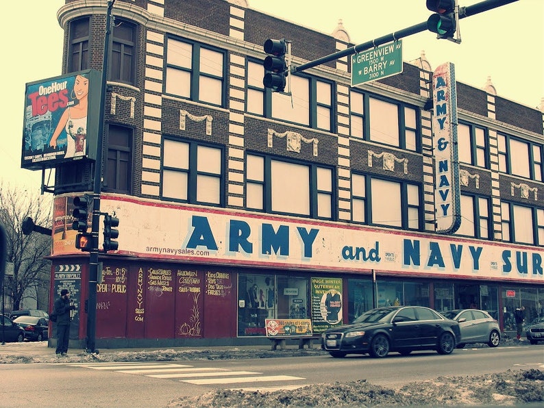 Army and Navy Surplus Store Photo, Chicago Photography, Chicago Signs