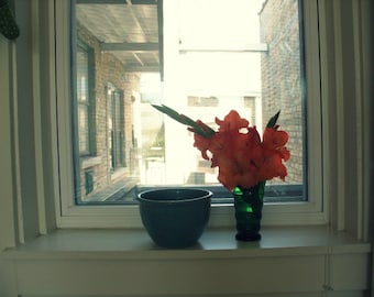 Orange Gladiolas Flower Photography Print: Vintage Kitchen Wall Art