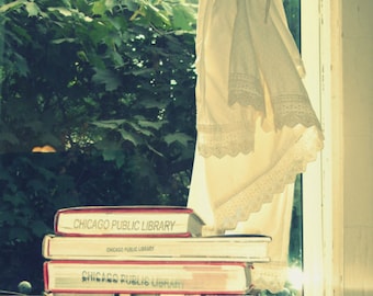 Chicago Library Books Print: Shabby Chic Window Photography (5x7)