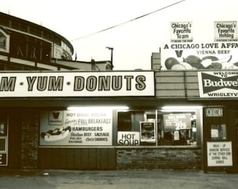 Yum Yum Donuts Chicago Print: Wrigleyville Black and White Photography