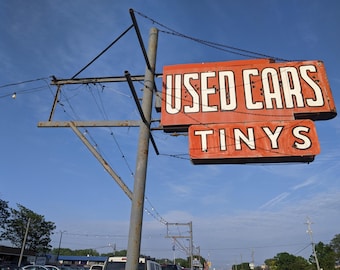 Tiny's Used Cars photo: Vintage Neon Sign Art Print