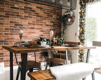 Dining Table & FREE Bench Multiple Steel Leg Options Available | Rustic Furniture | Industrial Table | Reclaimed Wood Table