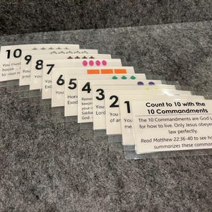 Contando 10 Mandamentos Escritura Flashcards, Meus Primeiros Flash Cards de Contagem, Aprendizagem de Números, Educação Cristã Pré-Escolar em Casa