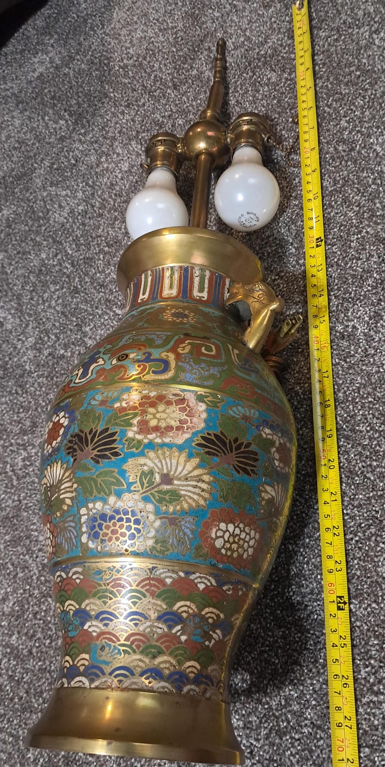 Chinese Champleve Enamel Brass Lamp/urn-vintage - Etsy