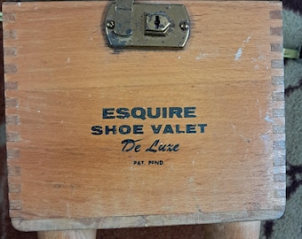 Esquire Shoe Valet De Luxe Wooden Dove Tail Box and Supplies
