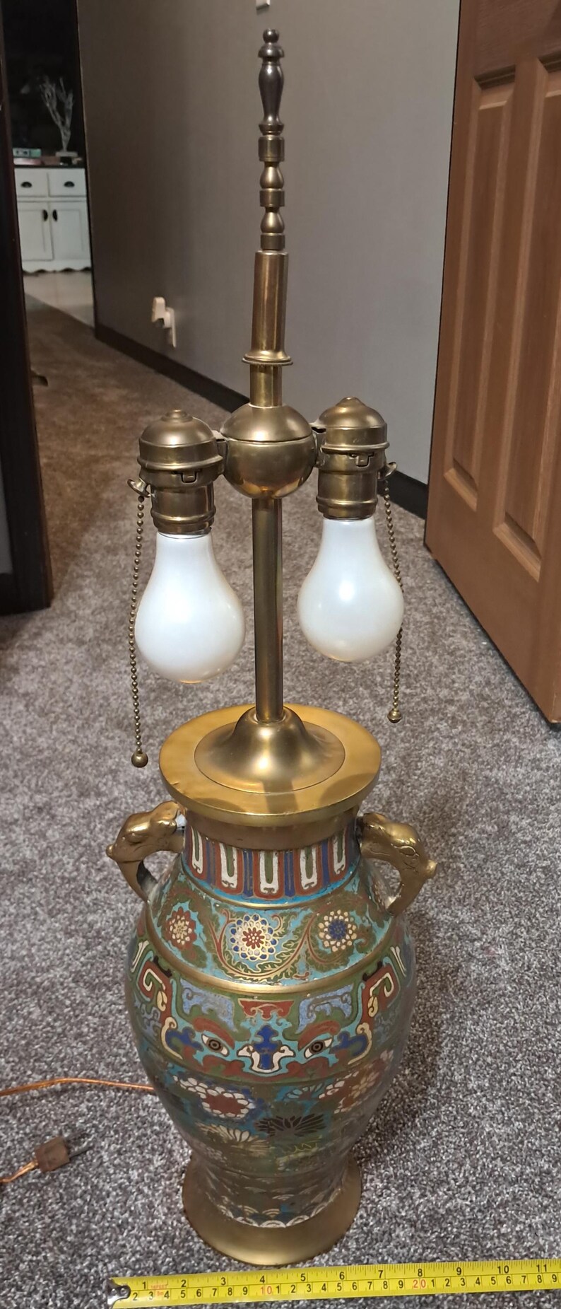 Chinese Champleve Enamel Brass Lamp/urn-vintage - Etsy