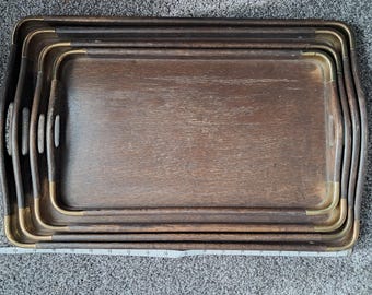 Vintage Mahogany 4pc Nesting Trays-Rare