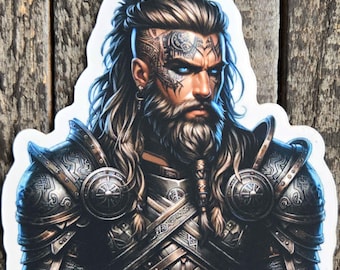 Norse Viking Warrior Sticker – Fierce Berserker Vinyl Decal - Waterproof