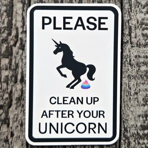 Funny Unicorn Warning Sign Sticker - Waterproof Vinyl Decal