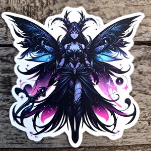 Dark Winged Fairy Vinyl Sticker - 2 Sizes - Gothic Warrior Elf Decal