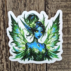 Forest Fairy Sticker - Winged Green Fae Vinyl Decal - Waterproof - Fantasy Art