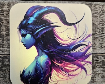Horned Fairy Vinyl Sticker - Cosmic Hair Decal - Waterproof - Fantasy Gift - Laptop Water Bottle