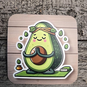 Sticker vinyle avocat zen - Sticker yoga méditation imperméable - Sticker Namaste - Gourde pour ordinateur portable