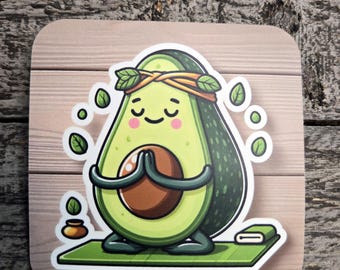Zen Avocado Vinyl Sticker -  Waterproof Yoga Meditation Decal - Namaste Sticker - Laptop Water Bottle