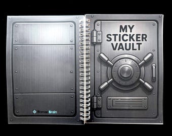 Reusable Sticker Book A5 - Sticker Collection Album with Release Paper - Vault Design Sticker Storage Book - Sticker Collector Gift