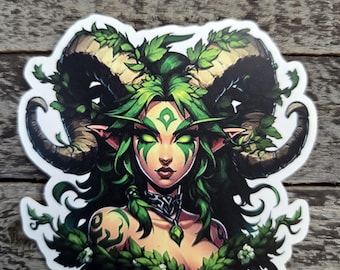 Forest Fairy Vinyl Sticker - Nature Goddess Horned Elf Decal - Waterproof - Fantasy Gift - Laptop Water Bottle