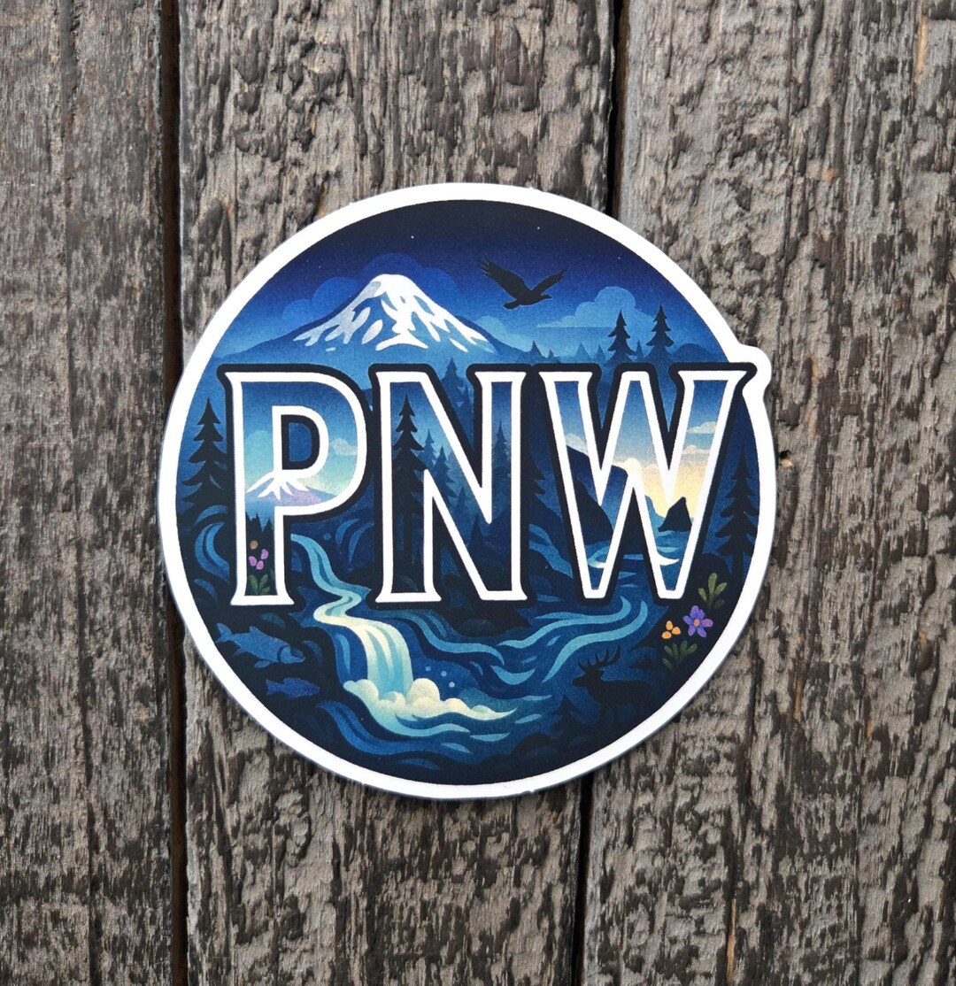 PNW Vinyl Sticker - Pacific Northwest Mountain Decal - Waterproof ...