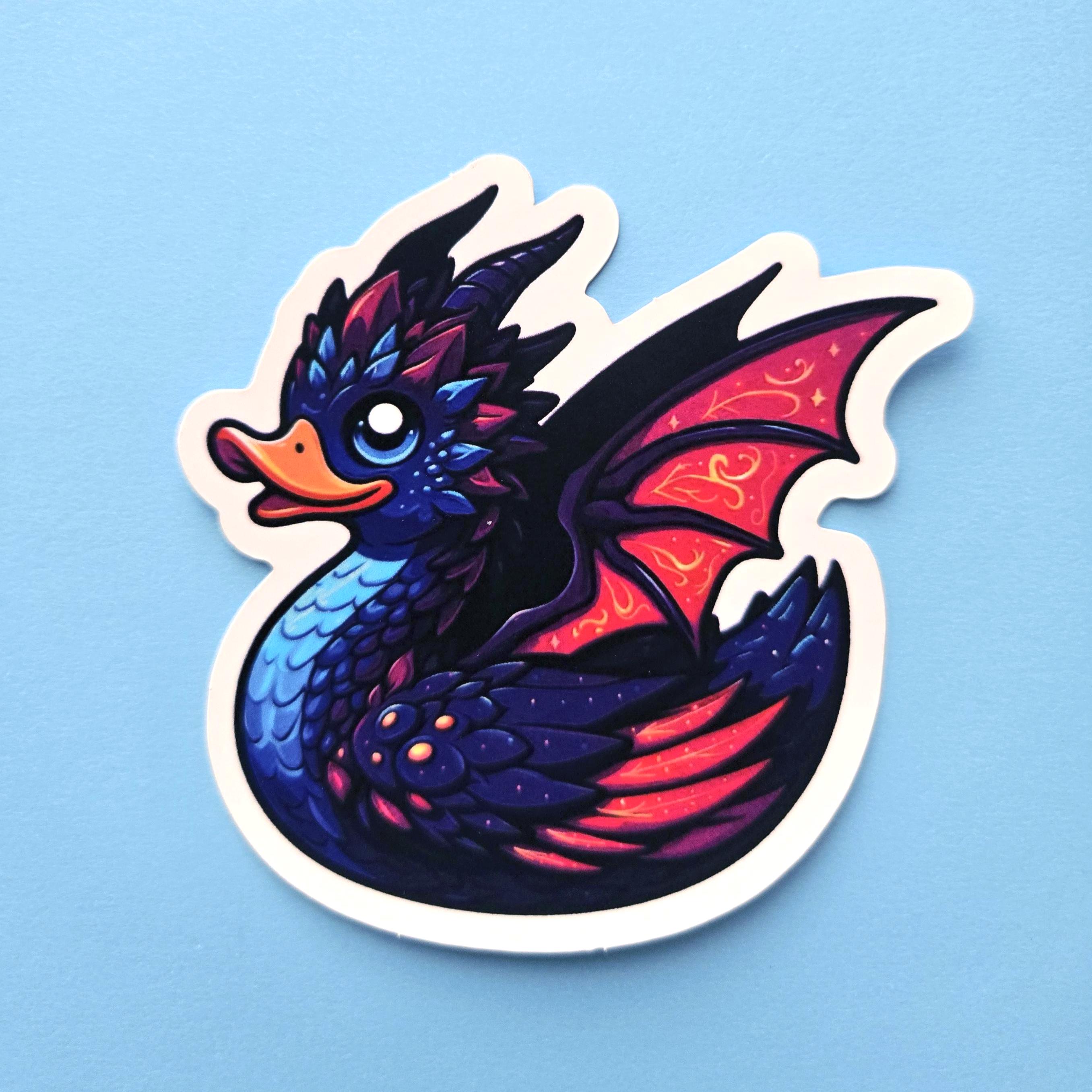 Rubber Duck Dragon Sticker - Fantasy RPG Gift - Kawaii Dragon Vinyl ...