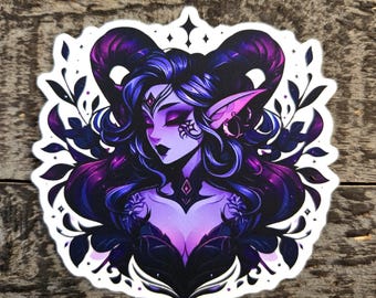 Gothic Dark Elf Vinyl Sticker - Horned Fairy Decal - Waterproof - Gothic Gift - Laptop Water Bottle