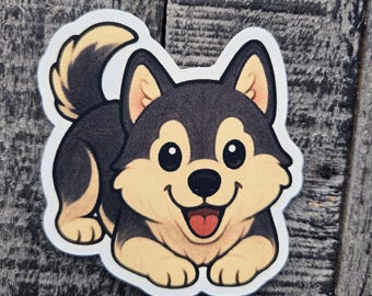 Husky Puppy Sticker - Waterproof Vinyl Laptop Decal - Cute Siberian Husky - Dog Lover Gift