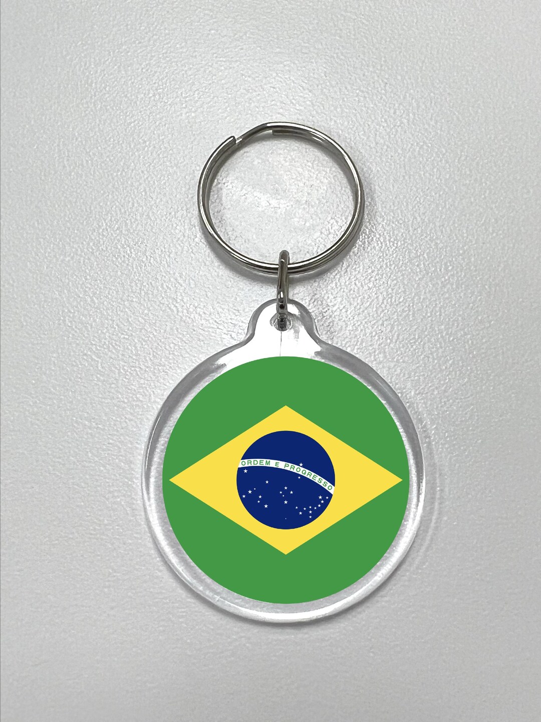 Brazil Round Acrylic Keychain With Flag & Name Insert - Etsy