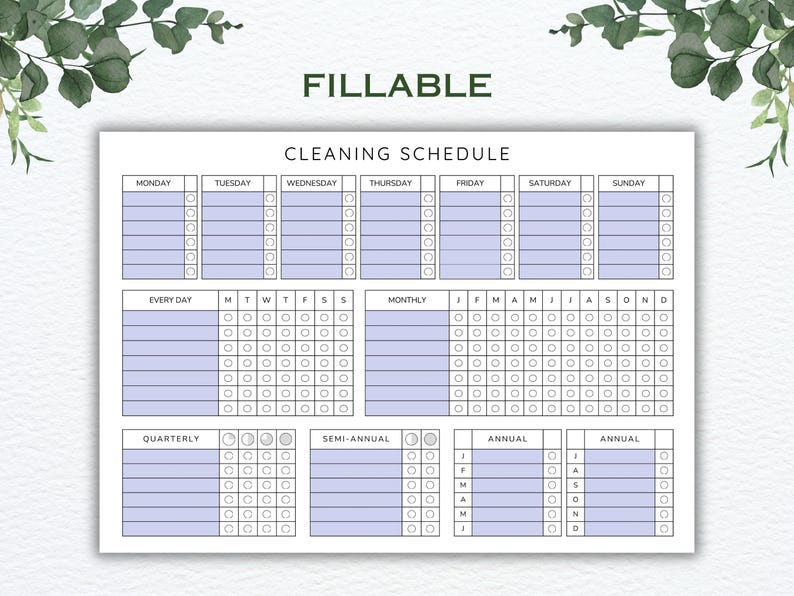 Printable Cleaning Checklist, Daily Weekly Monthly House Cleaning ...