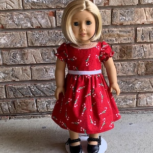 Candy Cane Doll Dress – Red & White Christmas Outfit – Festive Holiday Dress for 18 Inch Dolls
