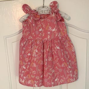 Floral Cotton Baby Dress with Tie Straps - Handmade 6-9 Months