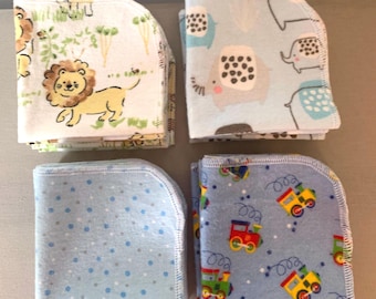 Flannel Baby Wipes, Reusable Cloth Washcloths, Soft Baby Wipes for Newborn,  Eco Friendly Baby Gift, Nursery Essential - Set of 4