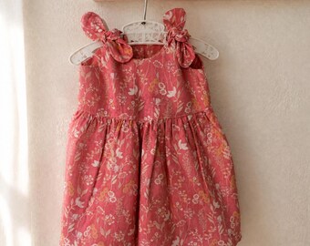 Cotton Baby Girl Dress, Handmade Summer Baby Dress, Adjustable Tie Strap Outfit, Baby Shower Gift, Soft Infant Dress, 6-9 Month Baby Gift