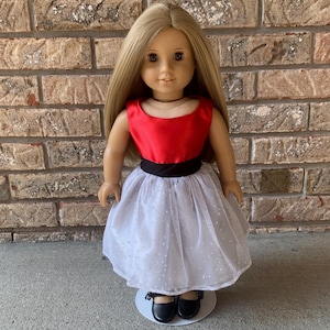 Sparkly Red & Silver Christmas Doll Dress - Fits 18 Inch Dolls