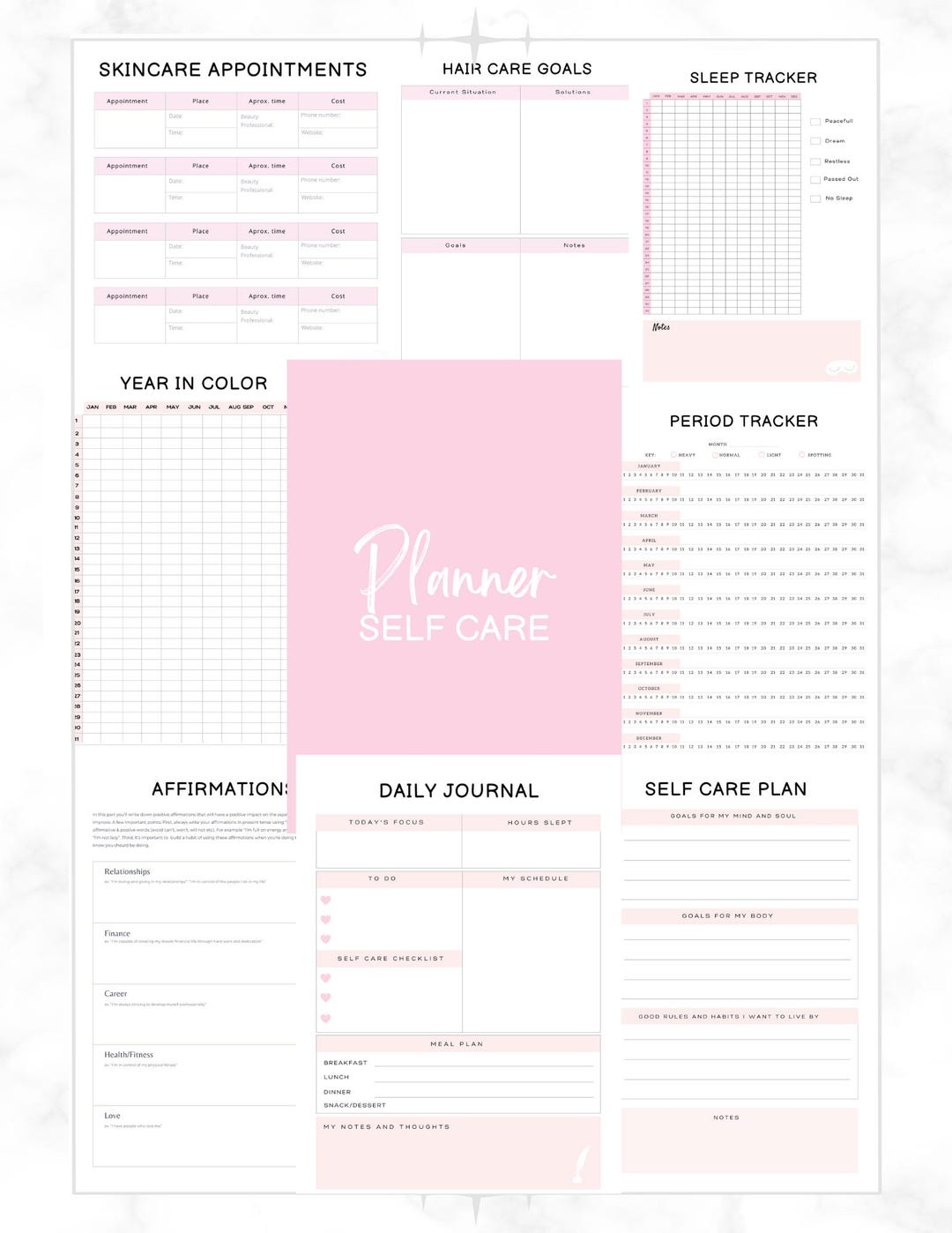 Self Care Planner Bundle / Self Care Templates & Journals - Etsy