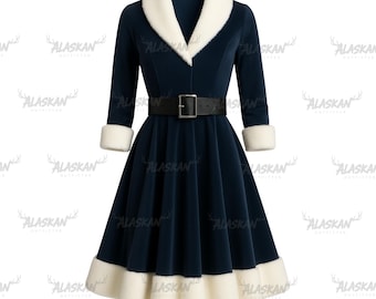 blue mrs claus dress Velvet Mrs. Maxi – Detachable Faux Fur Collar, Cuffs, Made to Measure Size:16.5 x 33 womens-gown some people dont actually Norma Kamali Women's Maria