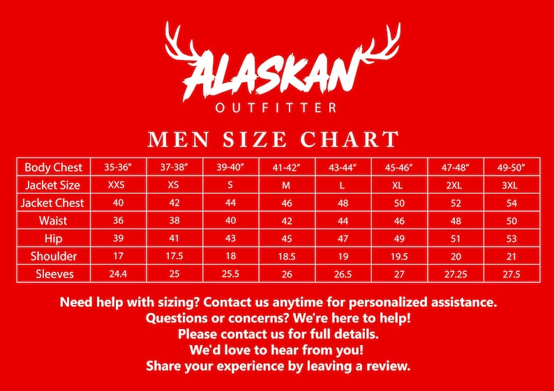 Peut inclure: Fond rouge avec un logo blanc et un tableau des tailles pour hommes. Le tableau comprend les mesures de la poitrine, de la taille de la veste, de la poitrine de la veste, de la taille, des hanches, des &eacute;paules (43-53 cm) et des manches (62-70 cm).