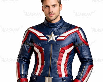 Veste cosplay Captain America en cuir d'agneau véritable pour homme – Tenue Avengers Steve Rogers