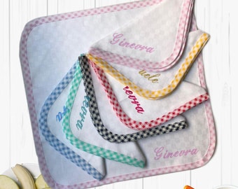 Tovagliolo asilo personalizzato con nome – Tovaglioli scuola materna in cotone – Ricamo bimbo/bimba