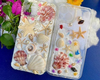 Seashell Phone Case: Handmade Ocean Decor, Beach Lover Gift