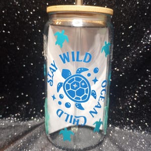 Ocean Turtle Glass Can Cup: Stay Wild Design (16oz)