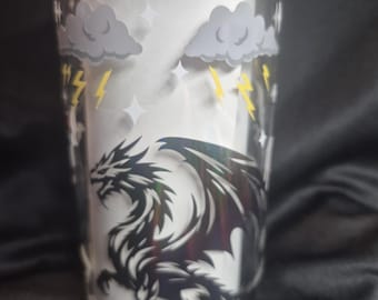 Holographic Dragon Glass Can Cup: Dragon Scale Vinyl, 16oz