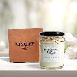 Patchouli Haven Candle - Rustic Soy Coconut Candle - Handmade Barnwood, Patchouli, and Sandalwood Scented Jar Candle