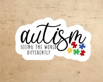 Autism, Seeing the World Differently sticker: Autism Awareness, laptop sticker