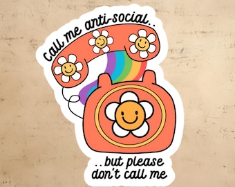 Antisocial Sticker | funny sticker | silly sticker | sarcastic sticker | laptop sticker | water bottle sticker | funny decal | waterproof