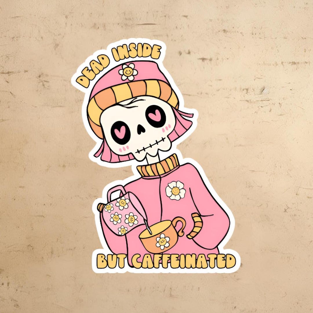 Caffeinated Sticker | Funny Sticker | Sarcastic Sticker | Water Bottle ...
