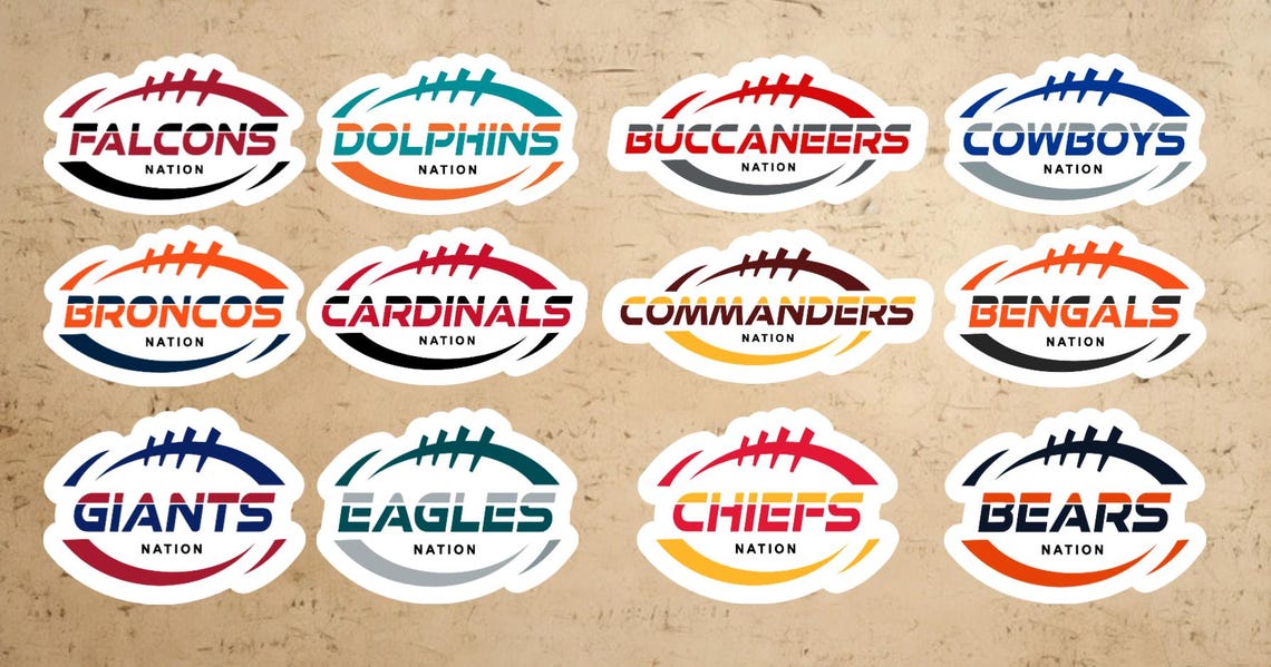 NFL Team Stickers: Football, Sports Teams, Nfl, Laptop Decals - Etsy