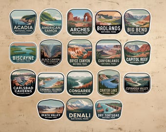 National Park Sticker | parks decal | travel sticker | 63 national parks | laptop sticker | water bottle sticker | waterproof sticker decal